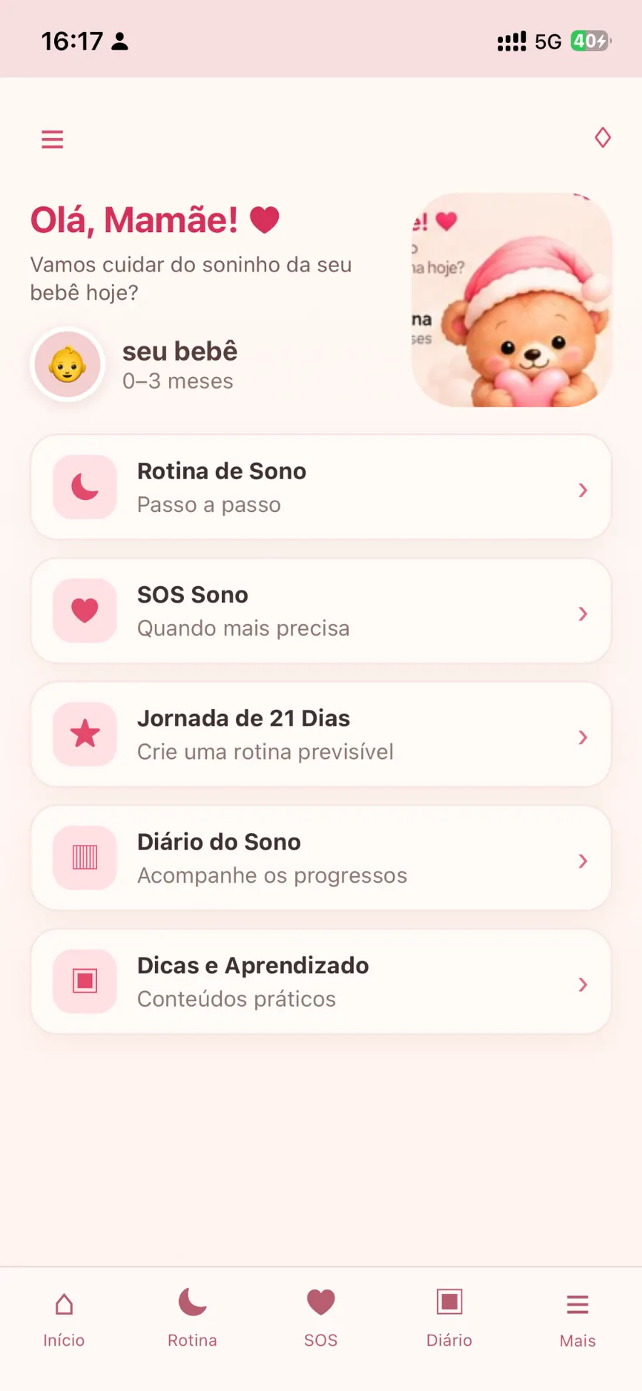 Tela inicial do SONINHOO