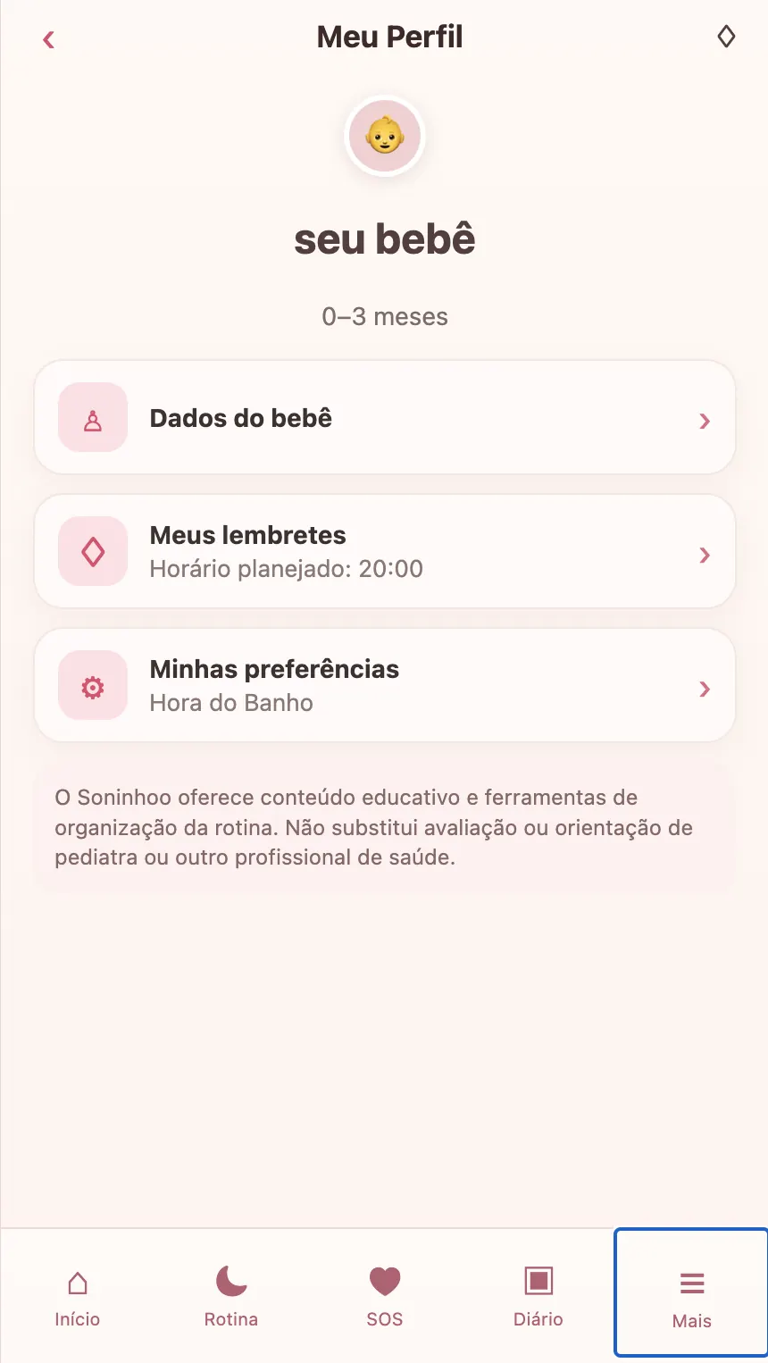 Perfil e organização no SONINHOO